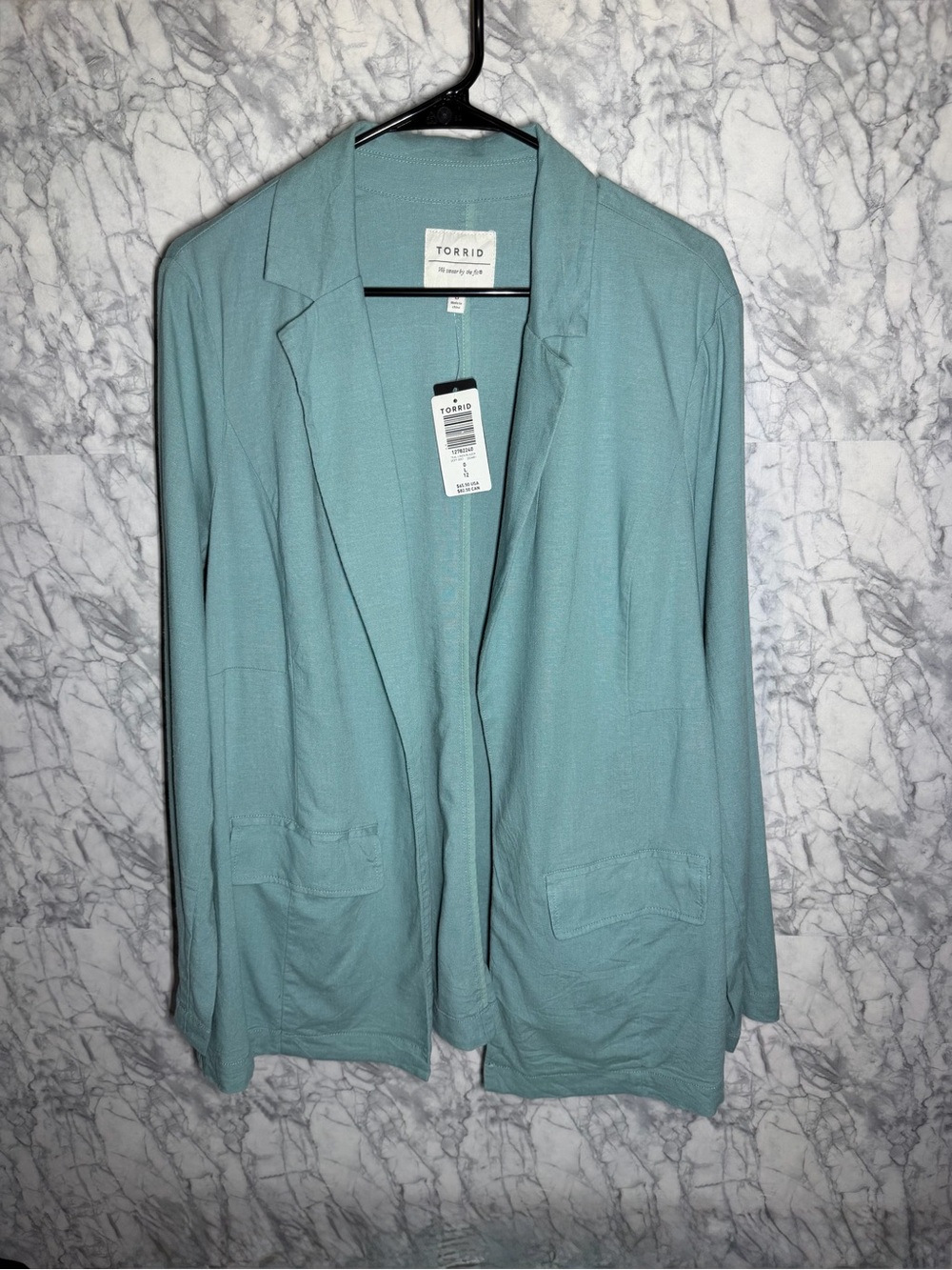 torrid Open-Front Blazer Cardigan in Seafoam